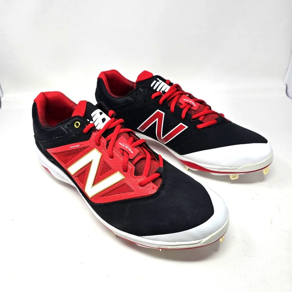 New Balance L4040BR3 Black Red White Men's Baseball Metal Cleat Size 16 No Box.‎